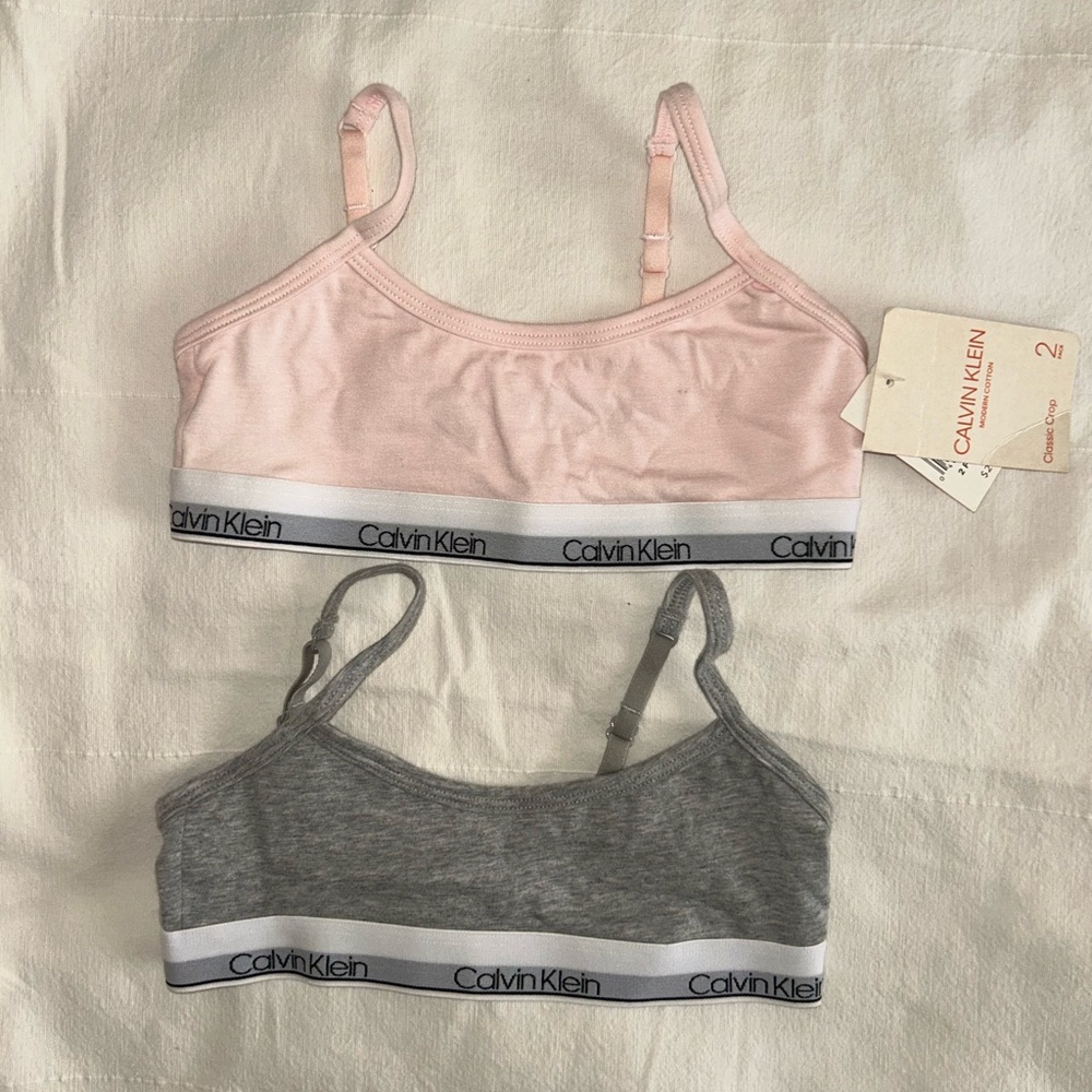 Calvin Klein Grey/pink Cropped bra Girls 2-Pc.